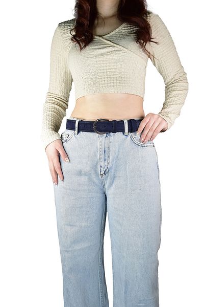 GoDeri 100% Geri Kadareni 4cm Cream Lighted White Women &Apos; S Sports Belt with Nickel Tocol