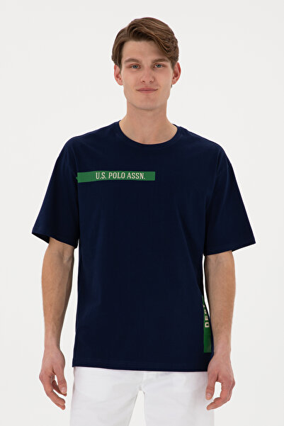 U.S. Polo Assn. Tricou pentru bărbați, cu decolteu, albastru bleumarin, 50306...