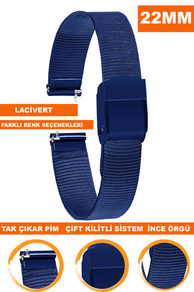 COBRA 22mm Fossil-Welder-Casio-Seiko-Omega-Armani Saat Uyumlu İnce Metal Hası...