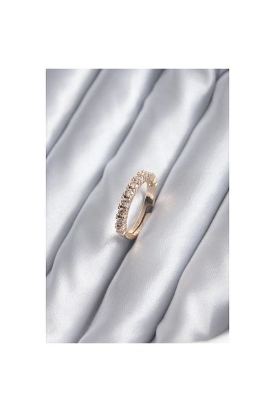 Marsilyan Gold Color Thin Waterway Model Zircon Stone Women's Ring - TJ-BYK2834
