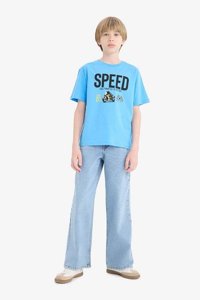 DeFacto Tricou cu mânecă scurtă cu imprimeu pentru băiat, sezon nou