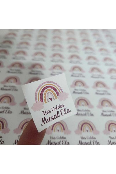 fırsatlar diyarı Rainbow Baby Chocolate Tag - Glossy Coated Square Cut - 3.5 cm 100 Pieces