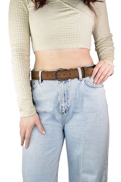 GoDeri 100% Imaginable Leather, Nickel Tokedi 4 cm Brown Women's Belt with Sucut; Sport Belt