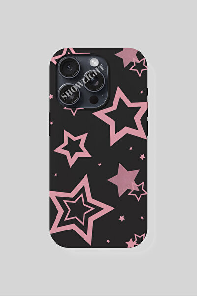 SHOWLIGHT Tecno Camon 18 Uyumlu Pembe Yıldız Tasarımlı Premium Telefon Kılıfı