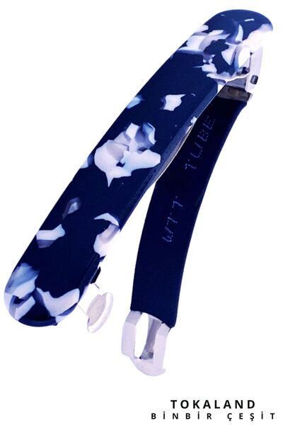 TOKALAND Akrilik Otomatik Toka - Otomatik Klipsli Saç Tokası - Mermer Desenli...