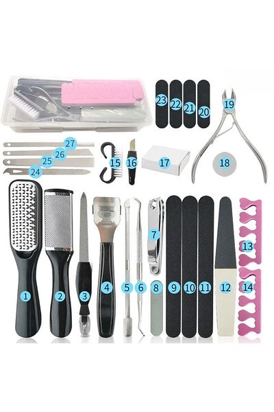 OEM Chiropody set 26 pieces, professional nail care kit for home