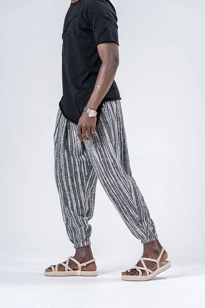 SUPERBLUE Men's Patterned Summer Anthracite Jogger Baggy Trousers