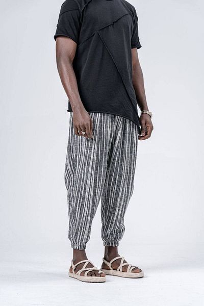 SUPERBLUE Men's Patterned Summer Anthracite Jogger Baggy Trousers