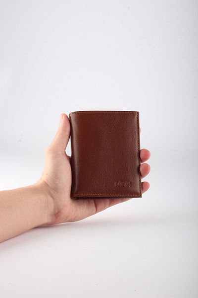 GÜMÜŞ Genuine Leather Vertical Men's Wallet Brown with Large Internal Volume and Card Holder Design
