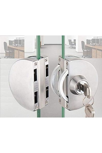 NUZAMAS Upgraded Double Glass Door Lock Stainless Steel, Frameless Door Hasps for 10-12mm Glass