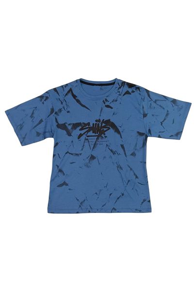 İrem Çocuk Giyim Boy's Suits Oversize T-Shirt with Text Pattern on Front and Back