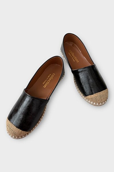 Liger Women's Espadrille Ballerina Shoes Black - Cream