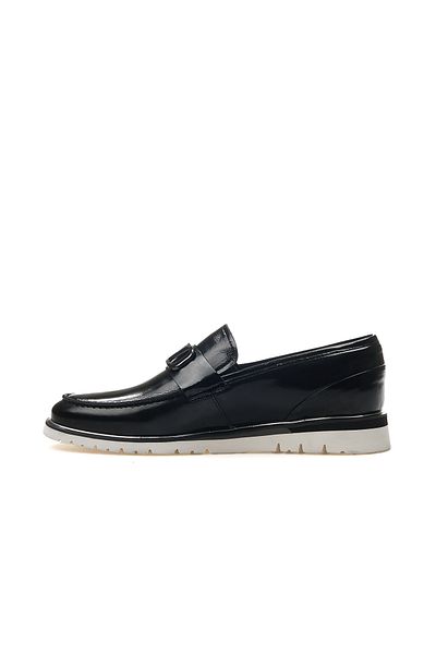 YAŞAR KAŞLI Men's Genuine Leather Buckle Detailed Casual Shoes 25Y Ykö-21141 m Black Patent Leather