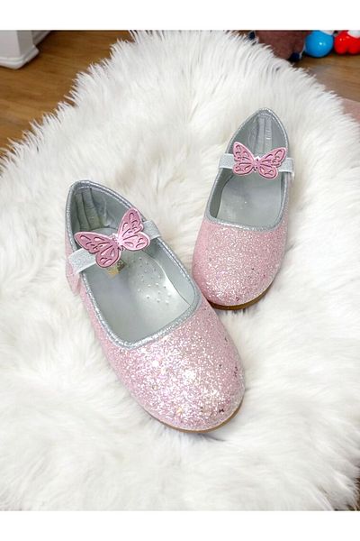 pediashoes Girl's Silvery Orthopedic Sole Soft Stylish Ballet Flats