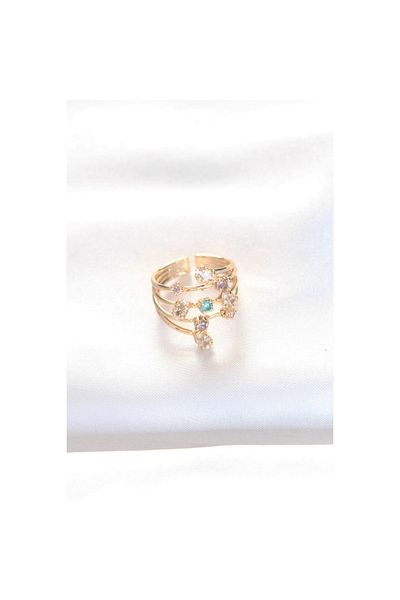Marsilyan Colorful Zircon Stone Gold Color Adjustable Ring - Tj-Byk3128