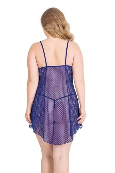 PRIMODA Cămașă de noapte scurtă din tul Saks Blue Plus Size