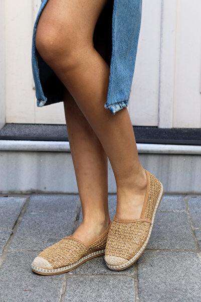 faaf ASKA SHOES Kadın Pirinç Baskı/ Keten/Hasır Malzeme Espadril