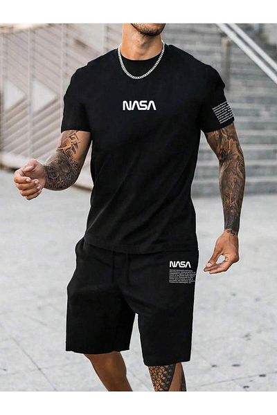 Vordevia Nasa Printed Oversize T-Shirt and Shorts Set