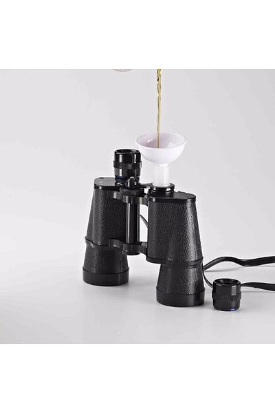 OEM Funny binocular shaped saucer, drink container with two compartments, accessory for parties