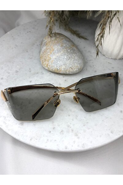 Mazzy Vintage Retro Gri Gold Detaylı Güneş Gözlüğü