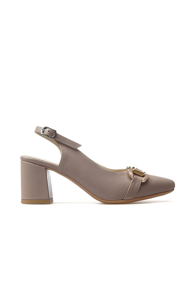 Venüs Дамски обувки от естествена кожа с катарама и детайлен дебел ток 25y 25461074y Z Vizon