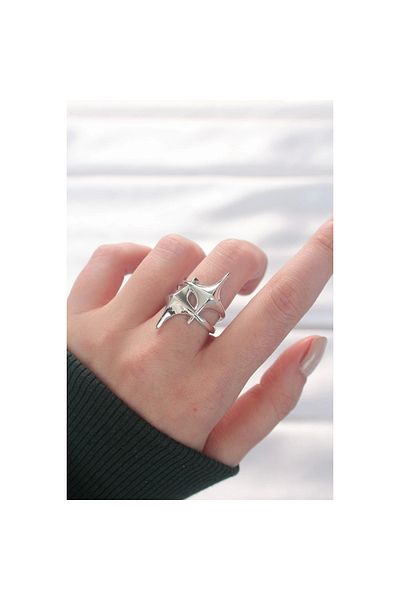 Marsilyan Star Model Silver Color Adjustable Ring - Tj-Byk3143