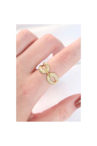 Marsilyan Zircon Stone Gold Color Adjustable Ring - Tj-Byk3109