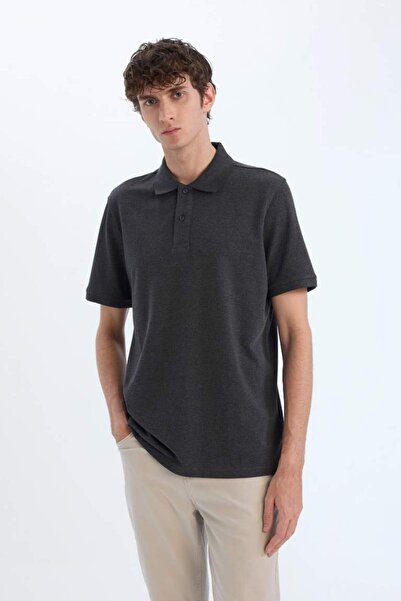 DeFacto %100 Pamuk Regular Fit Polo Yaka Kısa Kollu Basic Düz Pike Kumaş Tişört C1293ax25sp
