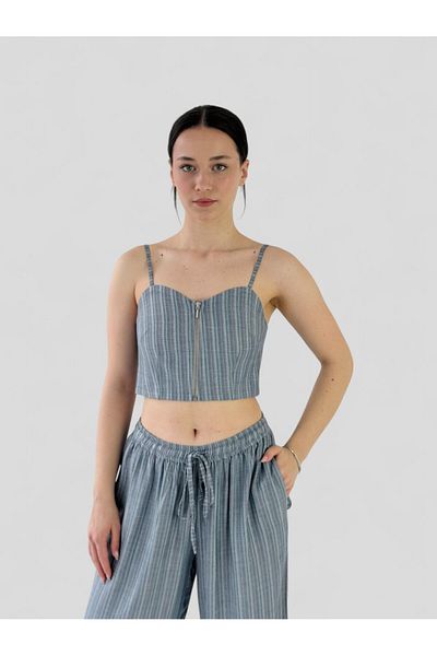Retrobird Σχέδιο μπροστινό φερμουάρ Bustier Γυναικείο Ash Blue