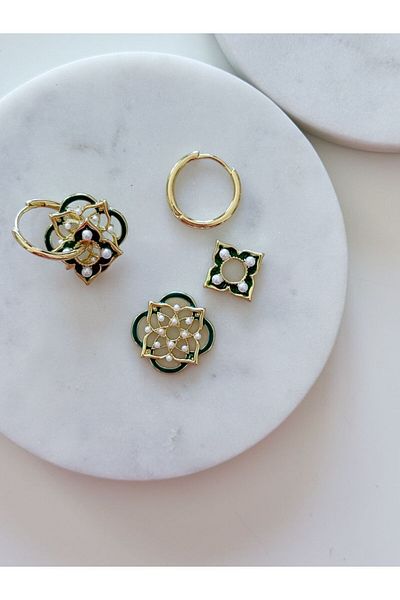 CHARMLUCKY Steel Charm Hoop Earring