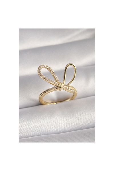 Marsilyan Gold Color Zircon Stone Knot Model Women's Ring - TJ-BYK3085