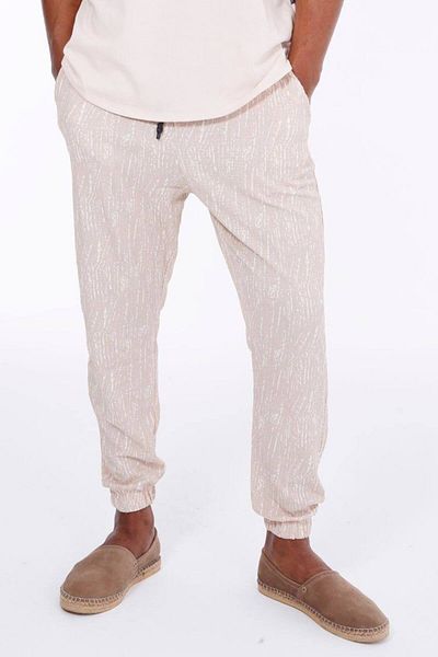 SUPERBLUE Ανδρικό καλοκαιρινό μπεζ παντελόνι Jogger με σχέδιο
