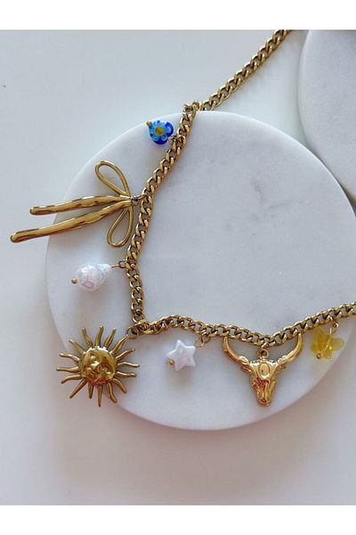 CHARMLUCKY Steel Charm Necklace