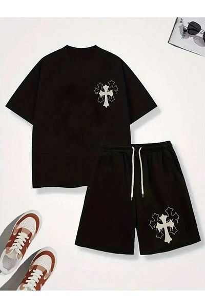 Vordevia Design Printed Oversize T-Shirt and Shorts Set