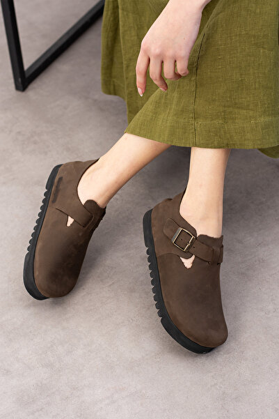 Uniqueqoop Oxford Hakiki Deri Mantar Taban Ortopedik Kadın Ayakkabı