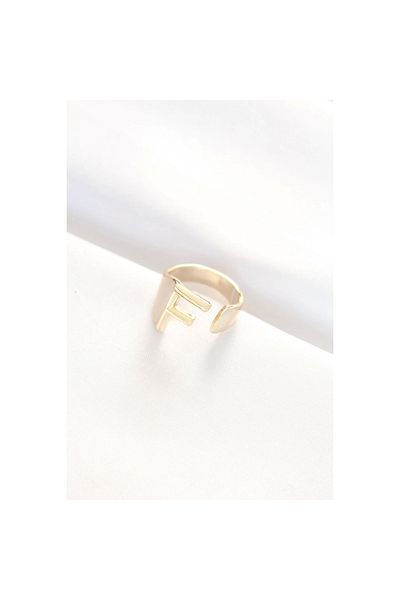 Marsilyan F Letter Gold Color Adjustable Ring - Tj-Byk3154