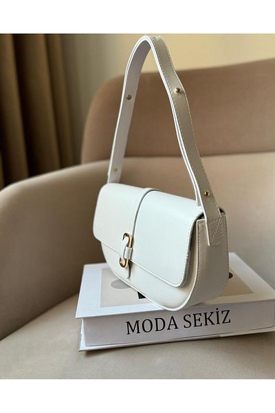Moda Sekiz Geantă de umăr pentru femei din piele artificială cu închidere magnetică cu curea reglabilă
