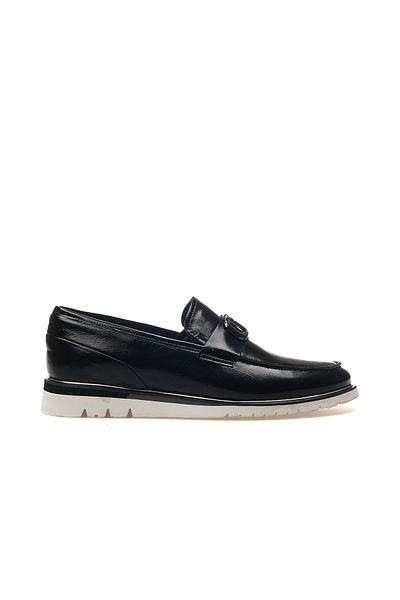 YAŞAR KAŞLI Men's Genuine Leather Buckle Detailed Casual Shoes 25Y Ykö-21141 m Black Patent Leather