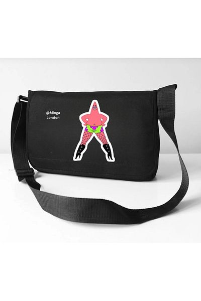 Minga London Black Pat Star Cartoon School, Curs, Sala de clasă Geantă Messenger -Minga London