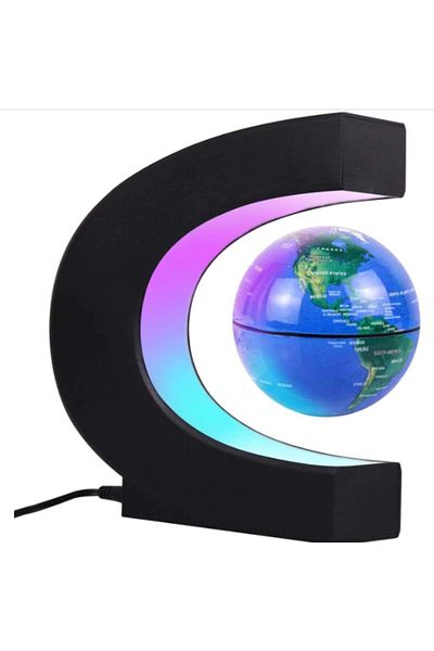 OEM Magnetic floating globe, with LED illumination, C-Shape, BLUE, levitating