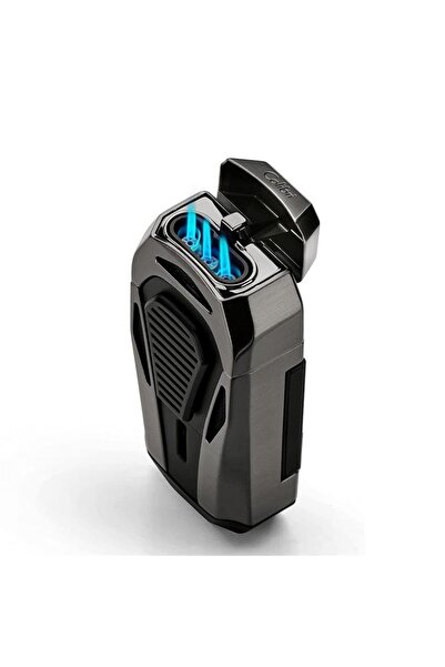 Cantayurdu Colibri Boss 3 Jet Alevli Kesicili Siyah Puro Çakmağı - Lüks Metal...