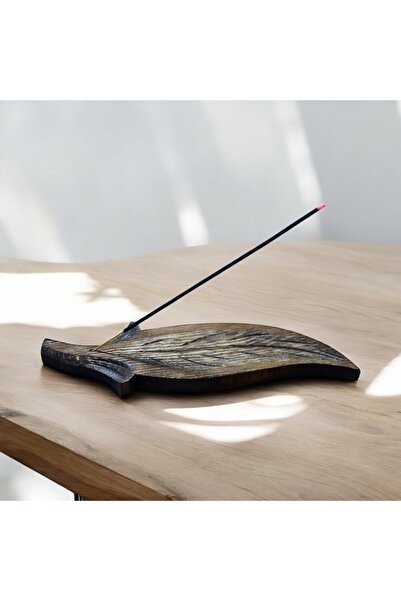 Kütük shop Ahşap oyma yaprak desenli tütsülük