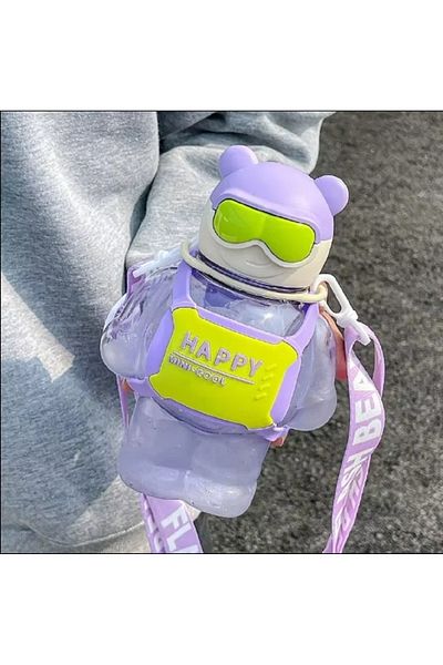 hediyeconcepti 850ml Sports Bottle with Straw Large Capacity Plastic Water Cup for Travel Portable Backpack
