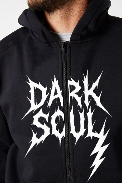 OFFSIDESIGN Unissex Μαύρη Dark Soul Ζακέτα με φερμουάρ με κουκούλα με στάμπα Ζακέτα με φερμουάρ