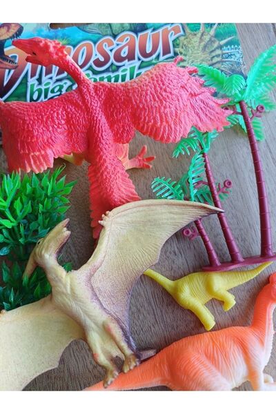 OYUNCAKSAHİLİ Dinazor Asla Kırılmaz Raptor Teruzor Trex 2 Paket 20 Parça Pter...