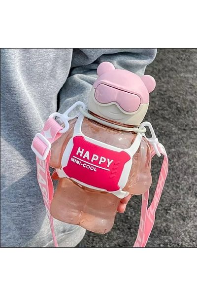 hediyeconcepti 850ml Sports Bottle with Straw Large Capacity Plastic Water Cup for Travel Portable Backpack