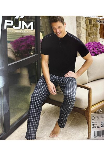 Pijaman Men's Top Black Light Flexible Pajama Set Textilxc12345
