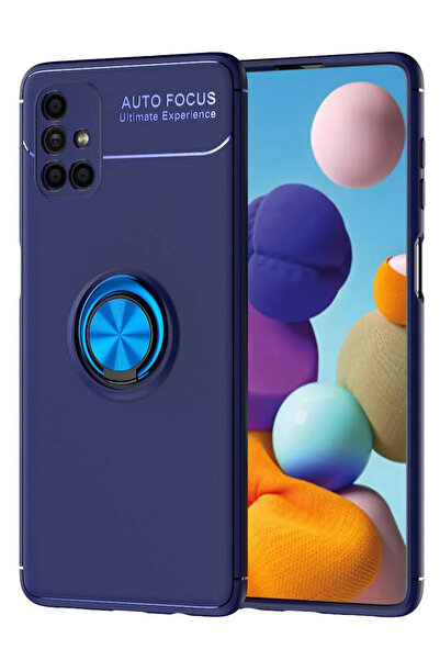 NewFace حافظة سامسونج جالاكسي M51 من السيليكون مع حلقة - أزرق 1494547709