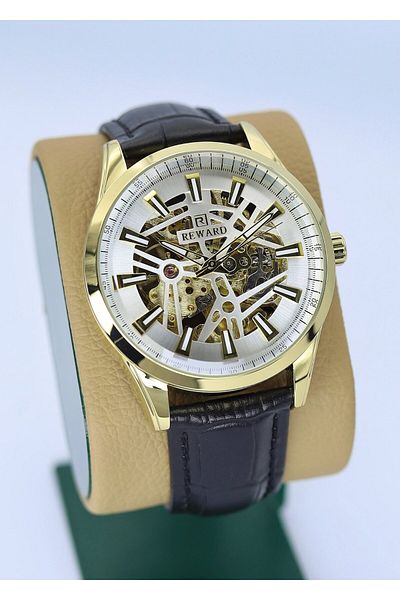 Reward Automatic Mechanism Leather Band Men's Wrist Watch Asw123-I1843Rw
