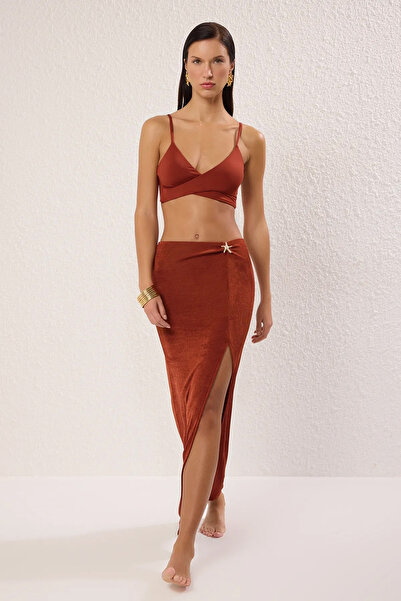 Trendyol Collection Плитка плетених аксесуарів Детальна максі-спідниця TBESS2...